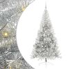 vidaXL K&uuml;nstlicher vorbeleuchteter Weihnachtsbaum Silber 210 cm PET