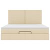 vidaXL Ottoman-Bett mit Matratze & LEDs Creme 180x200 cm Stoff