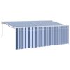 vidaXL Manuelle Markise 3,5 x 2 m Blau-wei&szlig; gestreift 100% Polyester