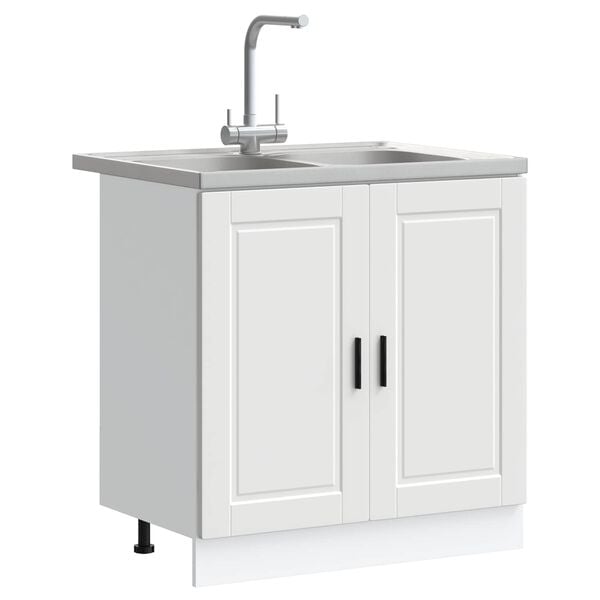 vidaXL Waschbecken-Unterschrank mit T&uuml;r Porto 2 pcs Wei&szlig; Holzwerkstoff