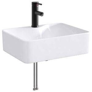 vidaXL Waschbecken mit Wasserhahn und Abfluss Matt Schwarz