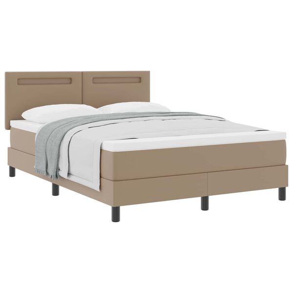 vidaXL Boxspringbett mit Matratze Cappuccino 140 x 190 cm Kunstleder