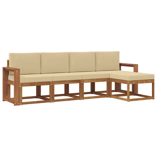 vidaXL Outdoor-Sofagarnitur 5 pcs Natur und Beige Massivholz Akazie