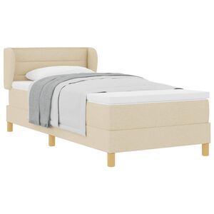 vidaXL Boxspringbett mit Matratze mit Kopfteil Creme 90 x 190 cm Stoff