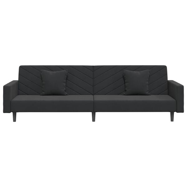 vidaXL Schlafsofa 2-Sitzer mit 2 Kissen Schwarz Samt