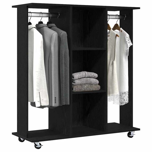 vidaXL Kleiderschrank mit Regal Schwarz Eichen-Optik 102 x 38 x 110 cm