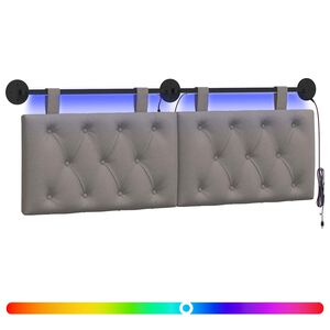 vidaXL H&auml;ngendes Kopfteil Mit LED Licht Taupe Stoff