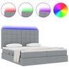 vidaXL Bett mit LED-Lichtleisten Hellgrau 180 x 200 cm Stoff