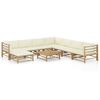 vidaXL 9-tlg. Garten-Lounge-Set mit Cremewei&szlig;en Kissen Bambus
