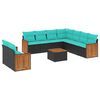 vidaXL 10-teiliges Gartensofa-Set mit Kissen, schwarzes Polyrattan
