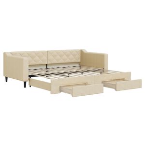 vidaXL Tagesbett Ausziehbar mit Schubladen Creme 90x200 cm Stoff