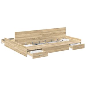 vidaXL Aufbewahrungsbettgestell mit Kopfteil Sonoma-Eiche 135 x 190 cm