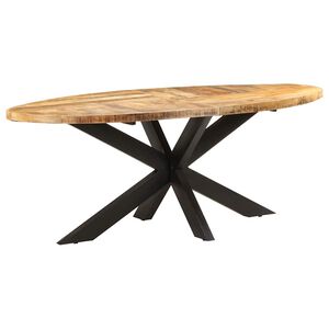 vidaXL Esstisch Oval 200x100x75 cm Raues Mangoholz