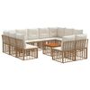 vidaXL Outdoor-Sofagarnitur 12 pcs Nat&uuml;rlich und Cremwei&szlig; Polyester