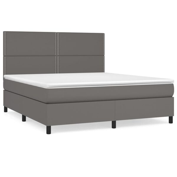 vidaXL Boxspringbett mit Matratze Grau 180x200 cm Kunstleder
