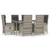 vidaXL 7-tlg. Garten-Essgruppe mit Kissen Grau Poly Rattan