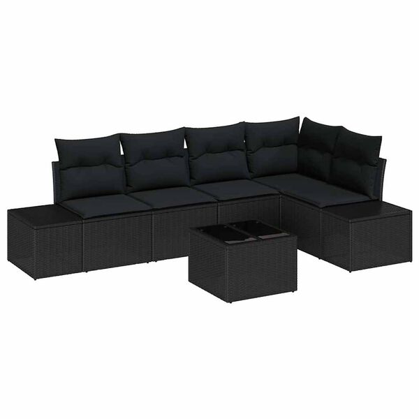 vidaXL Gartensofa-set 6 pcs Schwarz Poly-Rattan