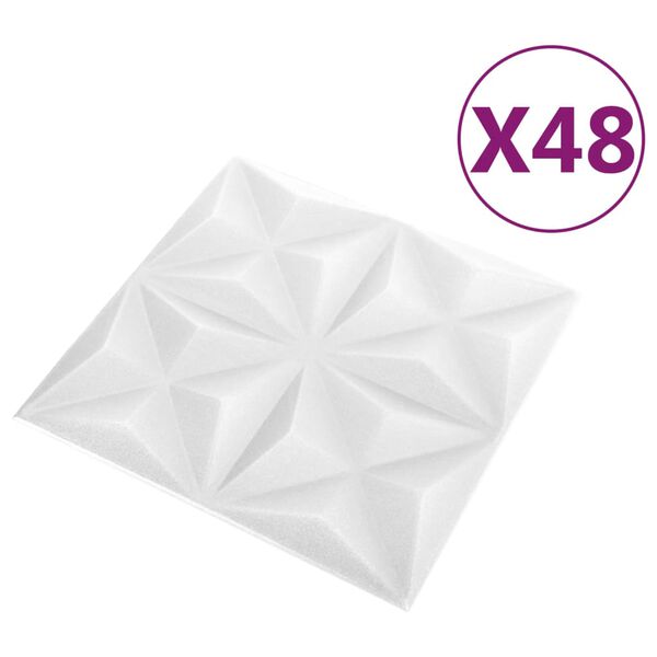 vidaXL 3D-Wandpaneele 48 Stk. 50x50 cm Origami Wei&szlig; 12 m&sup2;