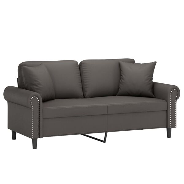vidaXL 2-Sitzer-Sofa mit Kissen Grau 140 cm Kunstleder