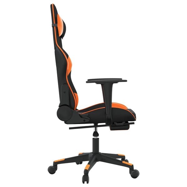 vidaXL Gaming-Stuhl mit Fu&szlig;st&uuml;tze Schwarz und Orange Kunstleder