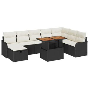 vidaXL Garten-Sofa-Set 9 pcs Schwarz Poly-Rattan