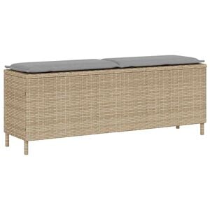 vidaXL Gartenbank mit Kissen Beige 110x30x40,5 cm Poly Rattan