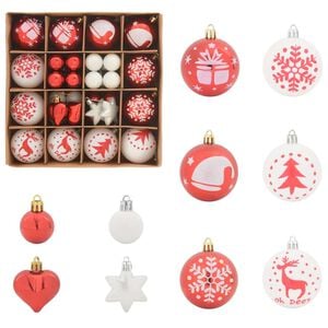 vidaXL Weihnachtskugel-Set 40 stk. Rot und Wei&szlig; &Oslash; 6 cm Kunststoff