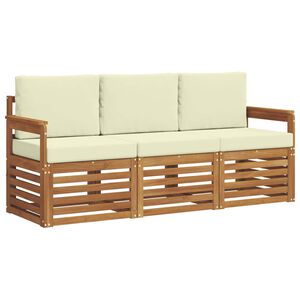 vidaXL Sofagarnituren 3 pcs Natur und Creme Massivholz Akazie