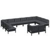 vidaXL 12-tlg. Garten-Lounge-Set mit Kissen Schwarz Kiefer Massivholz
