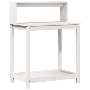 vidaXL Pflanztisch mit Ablagen Wei&szlig; 82,5x50x109,5 cm Massivholz Kiefer