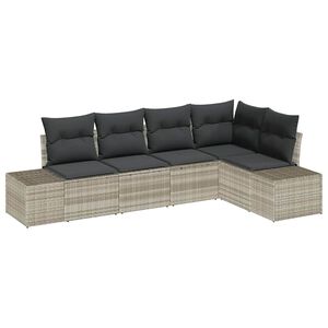 vidaXL Gartensofa-set mit Speicher 5 pcs Hellgrau Poly-Rattan