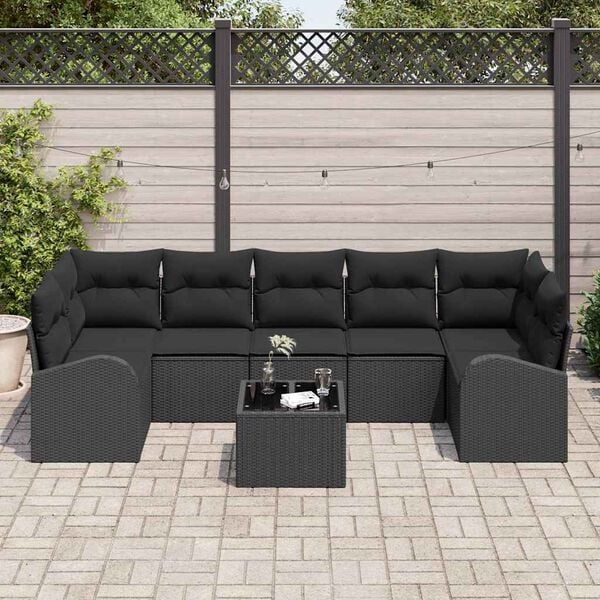 vidaXL Gartensofa-set Schwarz 55 x 55 x 37 cm Poly-Rattan