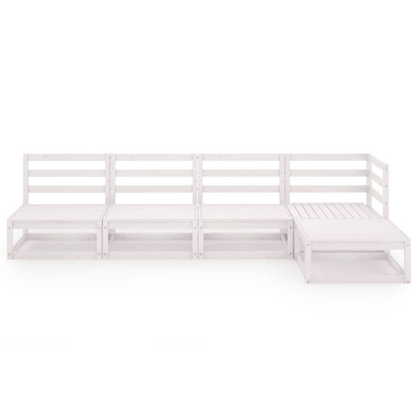vidaXL 5-tlg. Garten-Lounge-Set Wei&szlig; Massivholz Kiefer