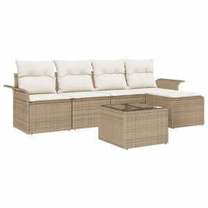 vidaXL Gartensofa-set 6 stk. Beige Poly-Rattan