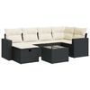 vidaXL 7-tlg. Garten-Sofagarnitur mit Kissen Schwarz Poly Rattan