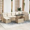 vidaXL Garten-Sofa-Set mit Kissen mit Speicher 8 pcs Beige Poly Rattan