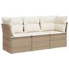 vidaXL 3-tlg. Garten-Sofagarnitur mit Kissen Beige Poly Rattan