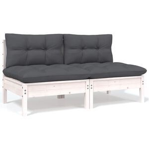 vidaXL 2-Sitzer-Gartensofa mit Kissen Wei&szlig; Massivholz Kiefer