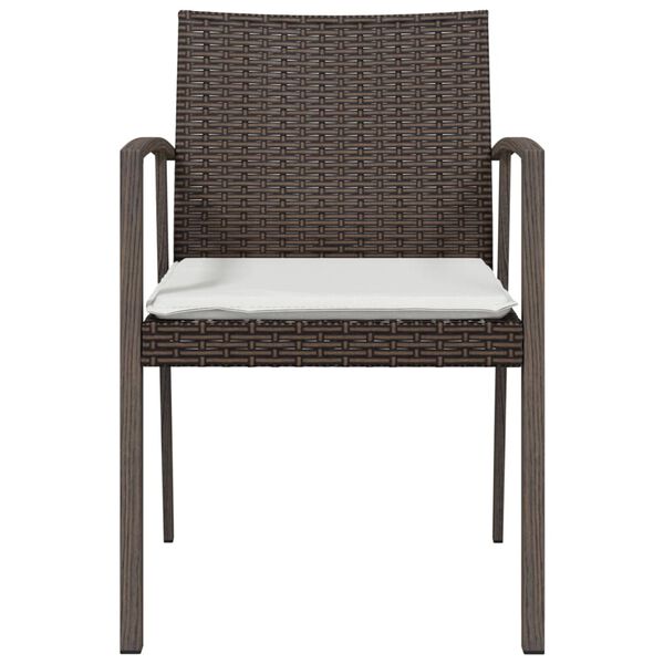 vidaXL Gartenst&uuml;hle mit Kissen 4 Stk. Braun 56,5x57x83 cm Poly Rattan