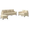 vidaXL 3-tlg. Sofagarnitur mit Kissen Creme Stoff