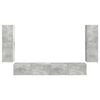 vidaXL TV-Wandregal-Set Wandmontiert 4 pcs Beton Grau Holzwerkstoff