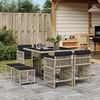 vidaXL 9-tlg. Garten-Essgruppe mit Kissen Hellgrau Poly Rattan