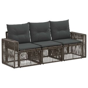 vidaXL Gartensofa-set 3 stk. Grau und Dunkelgrau Poly-Rattan