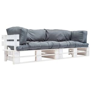 vidaXL 2-tlg. Garten-Palettensofa-Set Kissen in Grau Kiefernholz