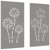 vidaXL 2-tlg. Garten-Wanddeko 105x55 cm Cortenstahl Blumen-Design