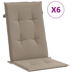 vidaXL Gartenstuhlauflagen f&uuml;r Hochlehner 6Stk. Taupe 120x50x3cm Stoff