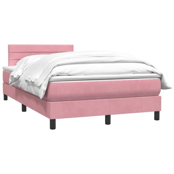 vidaXL Boxspringbett mit Matratze Rosa 120x210 cm Samt