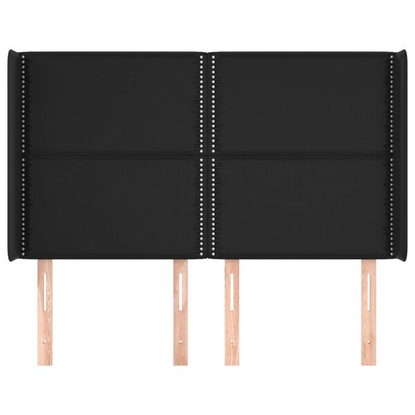 vidaXL Kopfteil mit Ohren Schwarz 147x16x118/128 cm Kunstleder