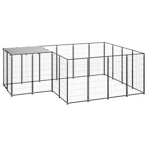 vidaXL Hundezwinger Schwarz 6,05 m&sup2; Stahl