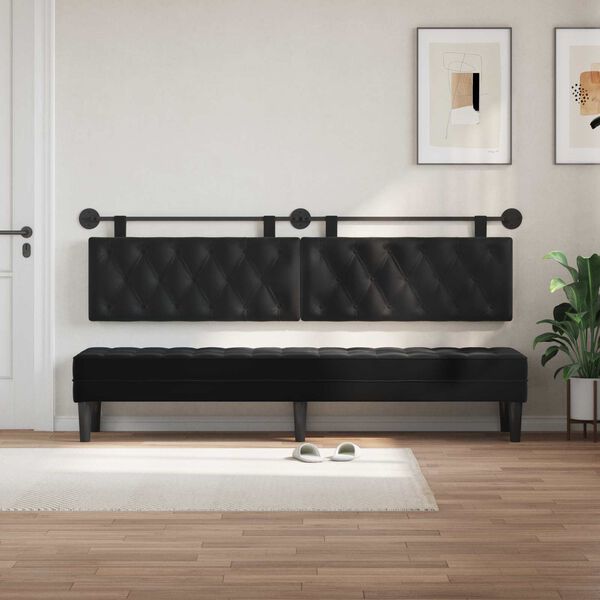 vidaXL H&auml;ngevorderseite Wandmontiert Schwarz 210 x 55 x 7 cm Samt